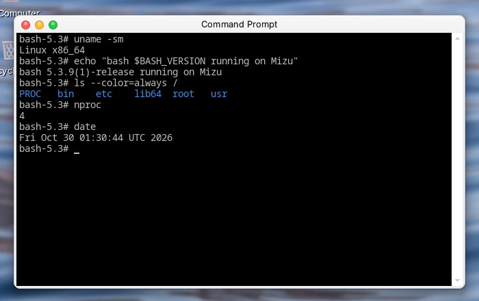Linux programs running in the Command Prompt with Kawa